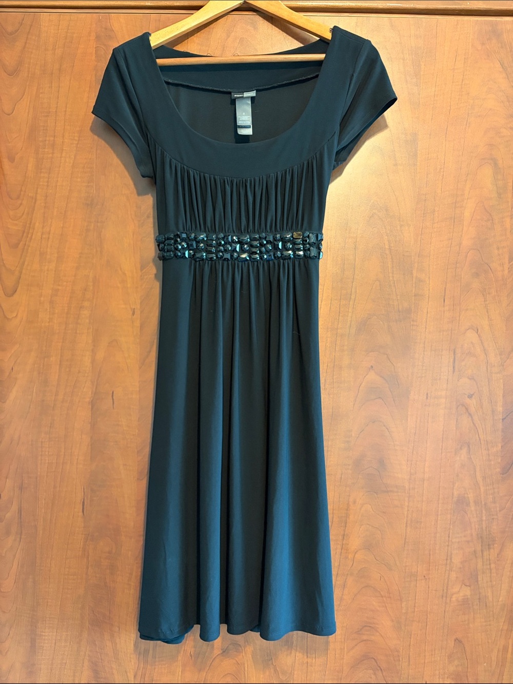 Bisou Bisou Black Scoop-Neck Beaded Waist Dress